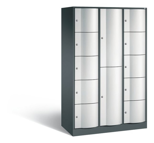 C+P Schließfachschrank Resisto, 12 Fächer, H1950xB1148xT540 mm, Anthrazit/Grau, 8070-3721 S10041