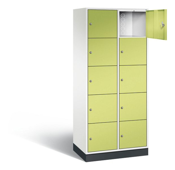 C+P XL-Schließfachschrank Intro, H1950xB820xT490mm, Farbe: Verkehrsweiß / Viridingrün, 8570-202 S10157