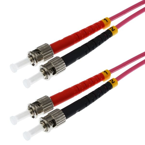 Helos LWL Patchkabel ST/ST Duplex50/125µm OM4 erikaviolett 3,0m, 126424