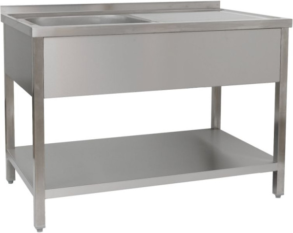 A&S Polarny Spültisch 1200 x 600 x 850 mm 1 Becken links, mit Grundboden, 600 mm Tiefe, SPT1261BL