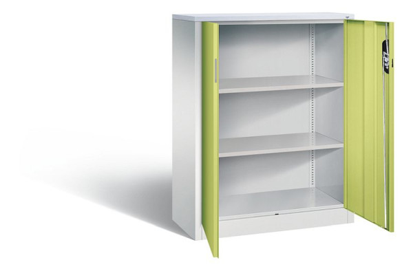 C+P Büroschrank Acurado, H1200xB930xT400mm, Farbe: Lichtgrau / Viridingrün, Muldengriff, 3 OH, 9267-1200 S10297
