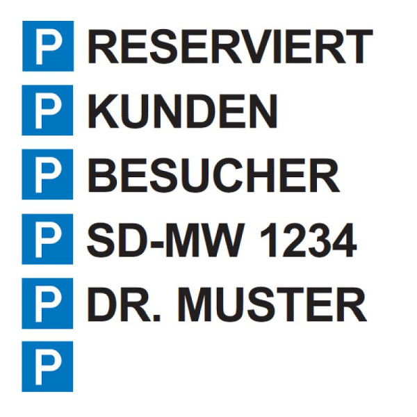 Stein HGS Parkplatzaufkleber für Leitbalken "Trail" Textfeld 570x70mm, Text n. Wahl (max. 16 Zeichen)/45mm, 32954