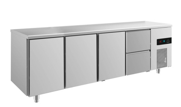 A&S Polarny Kühltisch -2 bis +8°C mit 3x Türen und 1x zwei Schubladen rechts, 2330 x 700 x 850 mm, KT4TTTZ