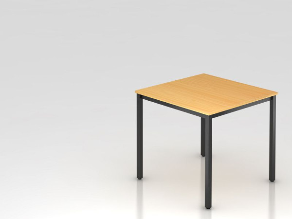 Hammerbacher Besprechungstisch 80x80cm Buche/Schwarz eckig, Rechteckform, VDQ08/6/D