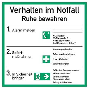 Moedel Verhalten im Notfall ISO 7010, Kunststoff, 180x180 mm, 57294