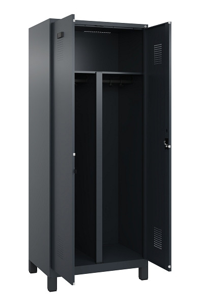 C+P PSA Schwarz-Weiß-Spind Evolo PLUS, mit Füßen, 2 Abteile, 1950x800x500mm, 7016, Frontfarbe RAL 7016 Anthrazitgrau, Zylinderschloss, 049012-22P S10043