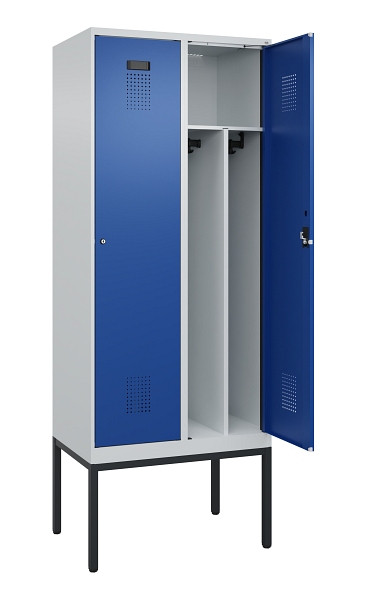 C+P Spind Evolo PLUS, Gestell, 2 Abteile, 2120x800x500mm, 7035/5010, Verschluss Zylinderschloss, 0490307-22F S10033