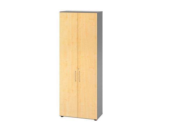 Hammerbacher Kombischrank, 6 OH, Korpus: Graphit / Front: Ahorn, 80 x 41,7 x 215,6 cm, Öffnungswinkel 110°, Metallgriff BS, V968T6/G/3/BS