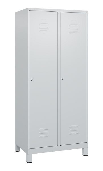 C+P Umkleidespind Classic PLUS mit Mitteltrennwand, Füße, 2 Abteile, 1800x800x500mm, 7035/7035, Zylinderschlösser, 0800107-22F S10024