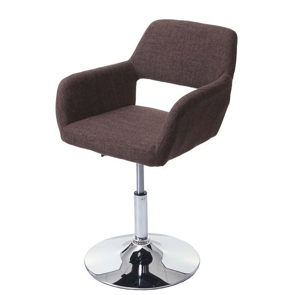 Mendler Esszimmerstuhl HWC-A50 III, Stuhl Küchenstuhl, Retro 50er Jahre, Stoff/Textil, braun, Chromfuß, 63934