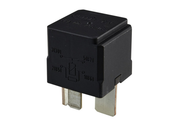 HELLA Relais, Arbeitsstrom, 12V, 4-polig, Schaltbild: S2, Stecker: B3, Hochleistungs-Schließer, Farbe: schwarz, ohne Halter, 4RA 007 793-031