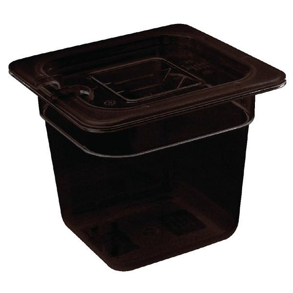 Vogue GN-Behälter GN1/6 schwarz 65mm, nur die Polycarbonat GN-Deckel sind geeignet für diesen Behälter, U469