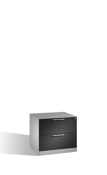 C+P Hängeregistraturschrank Asisto, H710xB800xT600mm, Farbe: Weißaluminium / Schwarzgrau, Bügelgriff, 146273-212 S10079