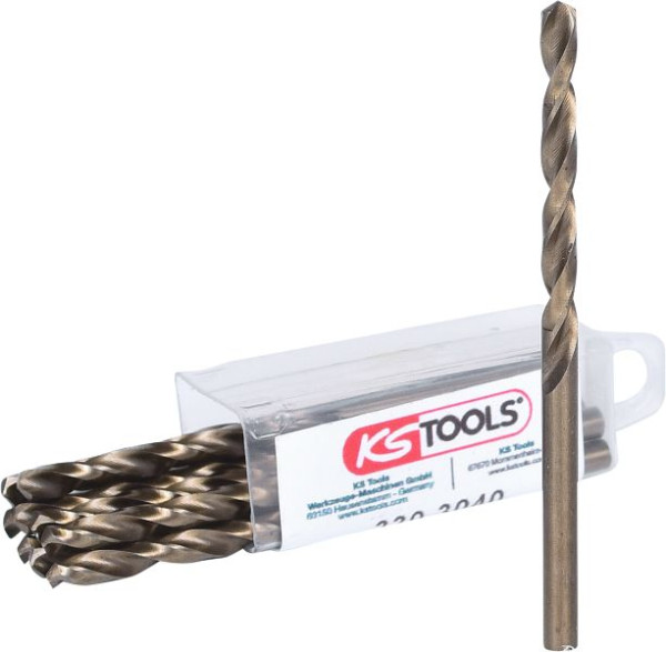 KS Tools HSS-G Co 5 Spiralbohrer, 4mm, VE: 10 Stück, 330.3040
