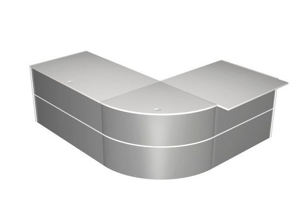 Kerkmann Padua 2 - Niedrig-Theke über Eck, B 2320 x T 1830 x H 740 mm, weiß/silber, 11353910