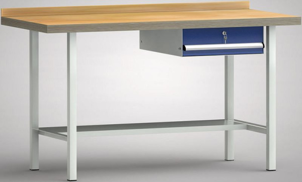 KLW Standard-Werkbank - 1500 x 700 x 840 mm L x T x H, mit einer Einzelschublade 150 mm Fh-EA, rechts, WS003N-1500M40-E7002