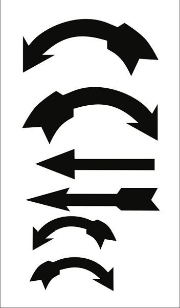 Moedel Richtungspfeile schwarz, Folie, 85x145 mm, VE: 6 Pfeile/Bogen, 52407