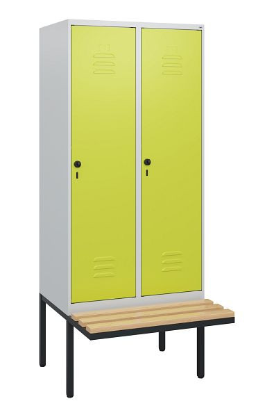 C+P Umkleidespind Classic PLUS, 2 Abteile, 1950x800x815mm, 7035/0024, Drehriegel, Buche-Sitzleisten, 0800405-22 S10010