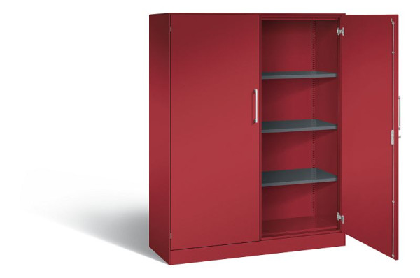C+P Flügeltürenschrank Asisto, H1635xB1200xT435mm, Farbe: Rubinrot, Bügelgriff, 4 OH, 141011-000 S10070