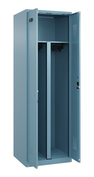 C+P PSA Schwarz-Weiß-Spind Evolo PLUS, 2 Abteile, 1850x600x500mm, 0010/0010, Zylinderschloss, 049002-20P S10048