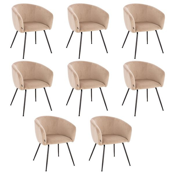 HOME DELUXE Esszimmerstuhl ARIA Samt Beige - Stückzahl: 8, 55971