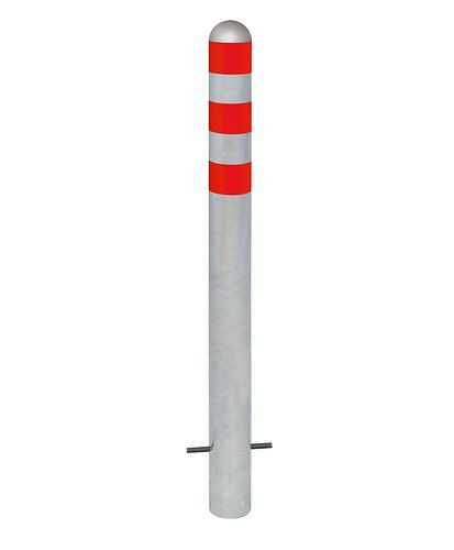 DENIOS Ladesäulen Rammschutz-Poller aus Stahl, H 800 mm, Ringe rot, zum Einbetonieren, 280376
