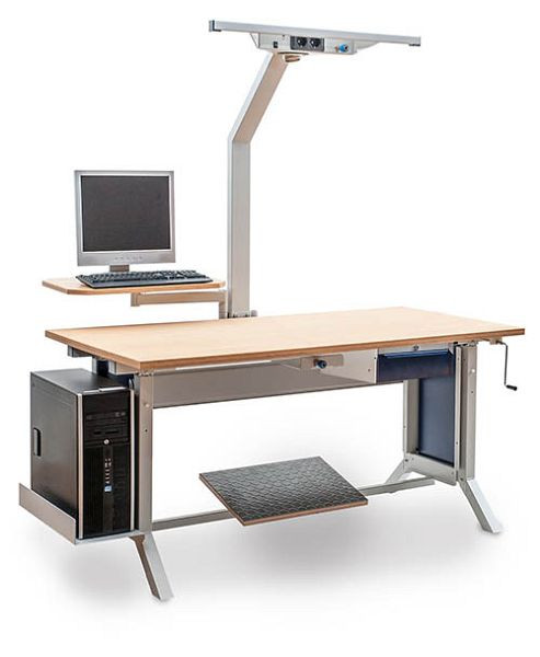 Bedrunka+Hirth workline Grundtischkombination, Kurbelverstellung, 1x Arbeitsplatte Buche Multiplex, 1500 x 750 mm, 07.75.55KHV
