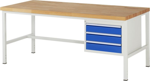 RAU Werkbank Serie 8000 - Modell 8127, B2000 x T900 x H840-1040 mm, Systemunterbau B1995 x T850 x H800-1000 mm, 03-8127A1-209B4H.11