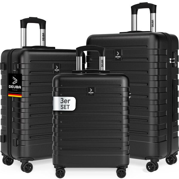 DEUBA Hartschalenkoffer New York Set 3-tlg Schwarz Rollen 360º ABS, 110278