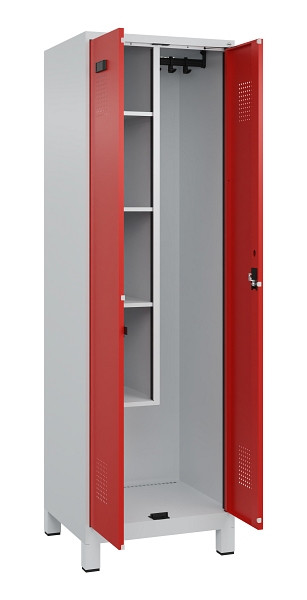 C+P Putzmittel-Spind Evolo PLUS, mit Füßen, 2 Abteile, 1950x600x500mm, 7035/302, Zylinderschloss, 049110-00 S10032
