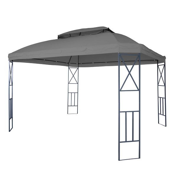 Mendler Pergola HWC-E42, Garten Pavillon, mit Moskitonetz 3,6x3m, grau, 65611