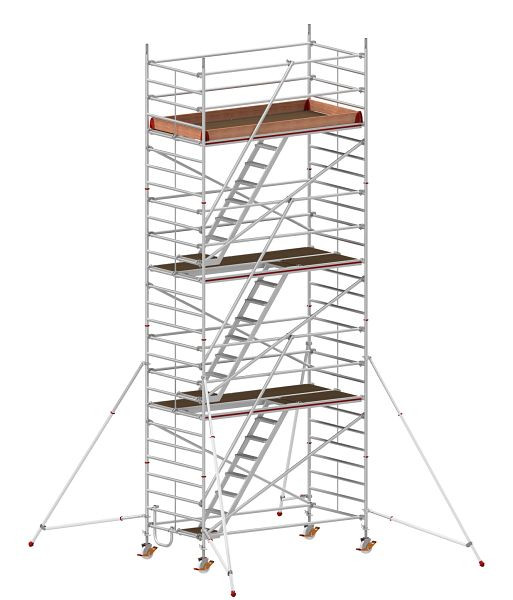 HYMER Treppen-Fahrgerüst mit Ausleger, Bühnenlänge 2,95 m, Rahmenteilbreite 1,50 m, Reichhöhe 8,40 m, 857308