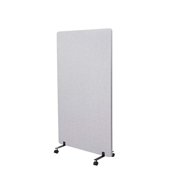 Mendler Akustik-Trennwand HWC-G77, Büro-Sichtschutz Raumteiler Pinnwand, doppelwandig rollbar Stoff/Textil, 147x80cm grau, 71951+71957
