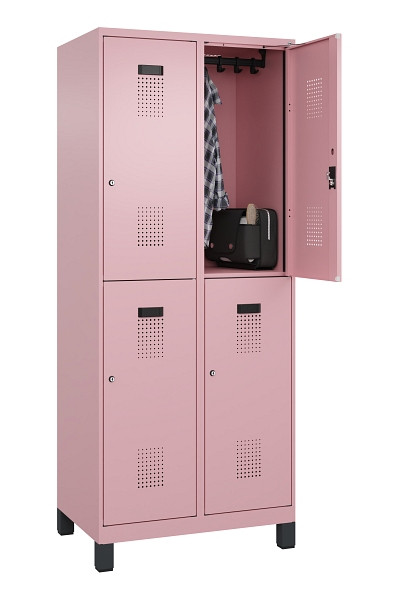 C+P Doppelstöckiger Spind Evolo PLUS, mit Füßen, 4 Fächer, 1950x800x500mm, 3015, Zylinderschloss, 049310-22 S10051