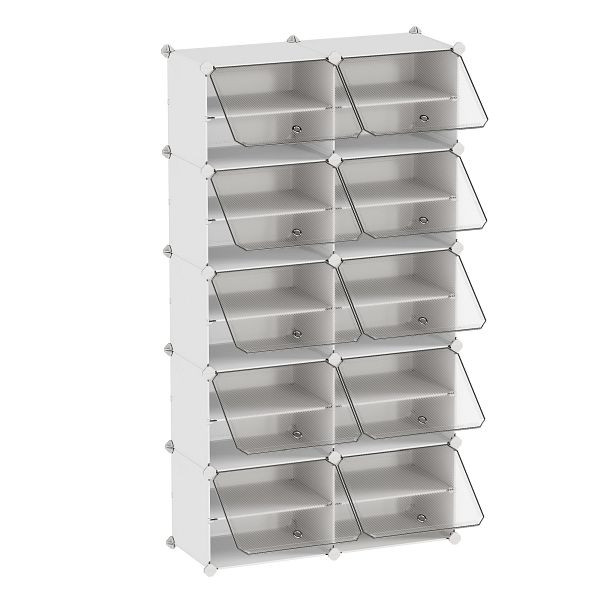 SONGMICS Schuhregal, Weiß, 83x32x152 cm, LPC035W01