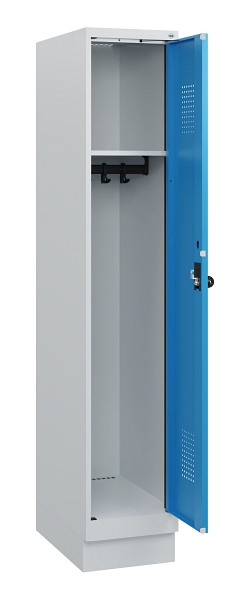 C+P Spind Evolo PLUS, Sockel, 1 Abteil, 1630x300x500mm, 7035/5012, Drehriegel, 0490205-10 S10007