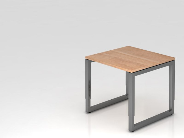Hammerbacher Schreibtisch O-Fuß eckig 80x80cm Nussbaum/Graphit, Rechteckform mit schwebender Tischplatte, VRS08/N/G