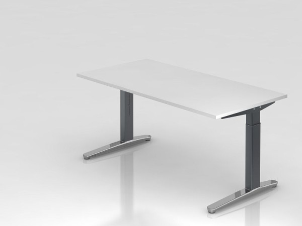 Hammerbacher Schreibtisch C-Fuß 160x80cm Weiß/Graphit (Poliert), Rechteckform, VXB16/W/GC