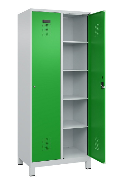 C+P Wäsche-Spind Evolo PLUS, mit Füßen, 2 Abteile, 1950x800x500mm, 7035/6037, Verschluss Zylinderschloss, Ablageböden 8, 049010-22B S10038
