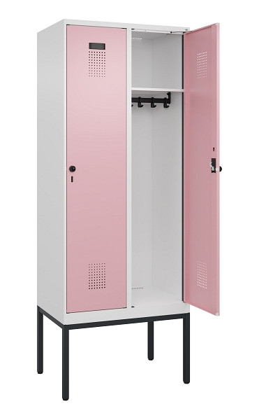 C+P Spind Evolo PLUS, Gestell, 2 Abteile, 2120x800x500mm, 9016/3015, Verschluss Drehriegel, Ablageböden 2, 0490307-22 S10018
