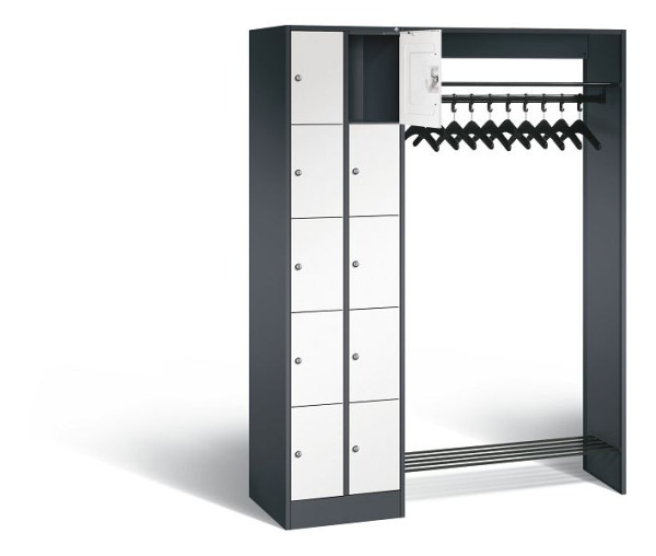 C+P Offene Garderobe Serie 8070, H1950xB1410xT480mm, Farbe: Schwarzgrau / Verkehrsweiß, 80720-00 S10223