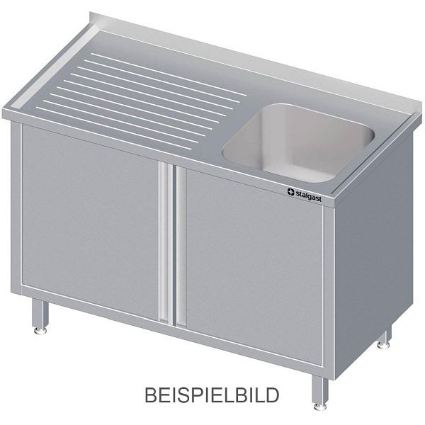 Stalgast Spülschrank mit Flügeltüren 1100x600x850 mm, mit einem Becken links, mit Aufkantung, verschweißt, VSK11620LA