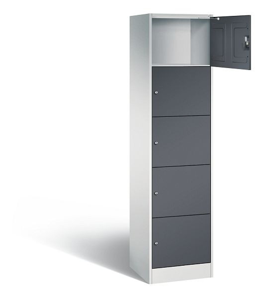 C+P Schließfachschrank Serie 8070, H1950xB460xT480mm, Farbe: Lichtgrau / Schwarzgrau, 82700-10 S10023