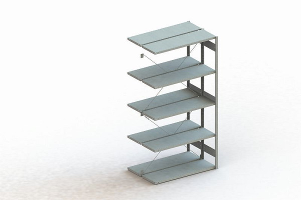 Meta Steckregal Meta CLIP 150 S3 Anbaufeld doppelseitig, Höhe: 2500mm, Länge: 1300mm, Tiefe: 2 x 400mm, Bodenanzahl: 2 x 5, RAL 7035 lichtgrau, 9900004499