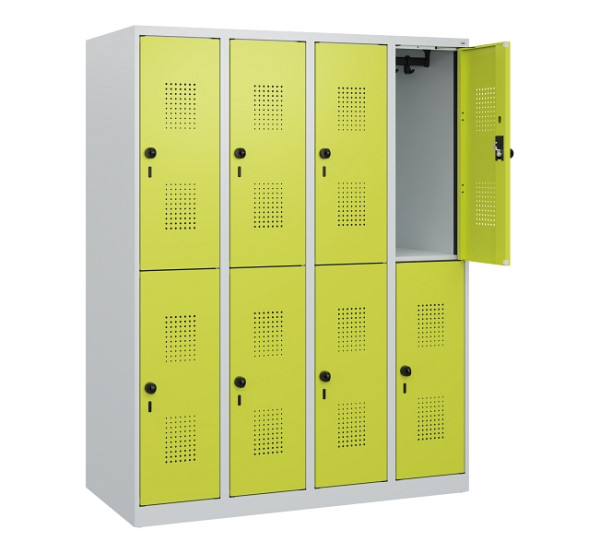 C+P Doppelstöckiger Spind Evolo PLUS, 8 Fächer, 1530x1200x500mm, 7035/0024, Drehriegel, 0493005-40 S10015