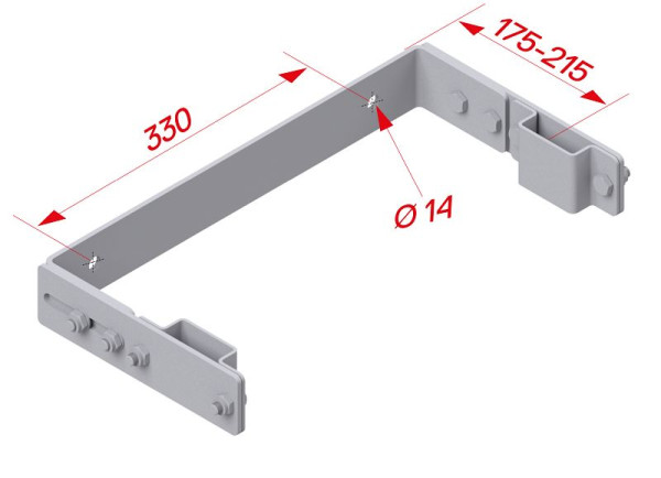 HYMER Wandhalter U-Form verstellbar, Stahl feuerverzinkt, Verstellbereich 175-215 mm, 55660