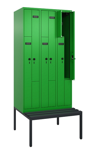 C+P Z-Spind Evolo PLUS, 6 Fächer, 2120x900x815mm, 6037/6037, Drehriegel, Sitzfläche Kunststoff, Sitzbank, 0490537-306 S10087