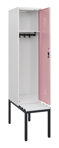 C+P Spind Evolo PLUS, 1 Abteil, 1950x400x815mm, 9016/3015, Zylinderschloss, Material Sitzfläche Kunststoff, Sitzbank, 0490505-12 S10099