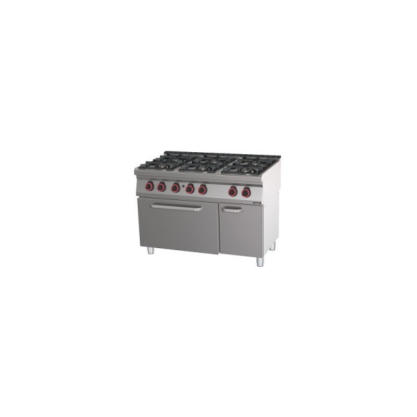 Casselin Gasherd mit 6 Kochstellen und Gasbackofen GN 2/1 120 - Linie 700, C7FOG6FFG120