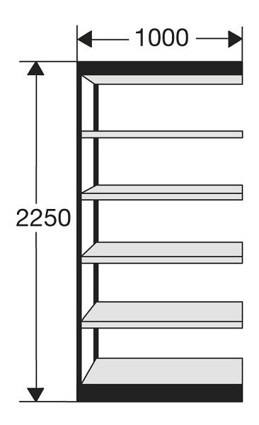Kerkmann Büro-Regal Progress 2000, B 1000 x T 300 x H 2250 mm, silber/lichtgrau, 50291214
